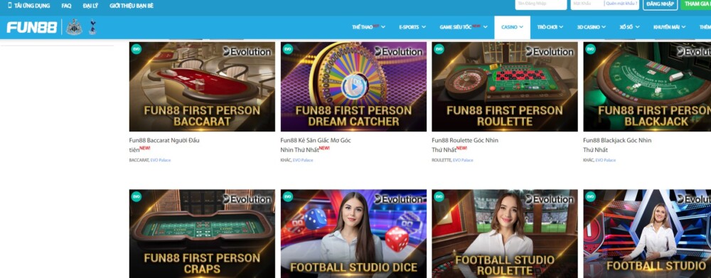 Trò chơi Casino Fun88 Trò chơi Casino Fun88