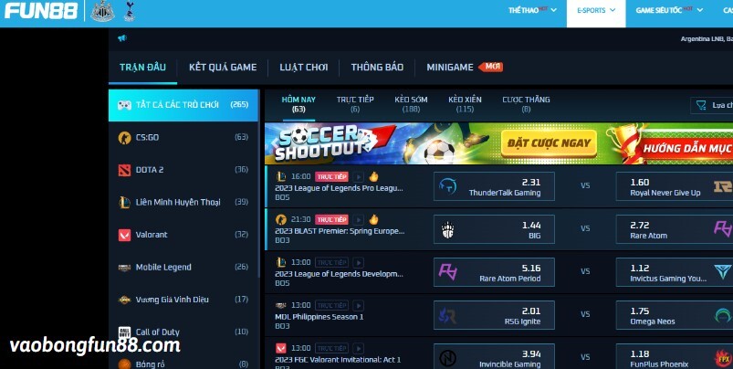 Đặt cược thể thao điện tử tại fun88 Đặt cược thể thao điện tử tại fun88